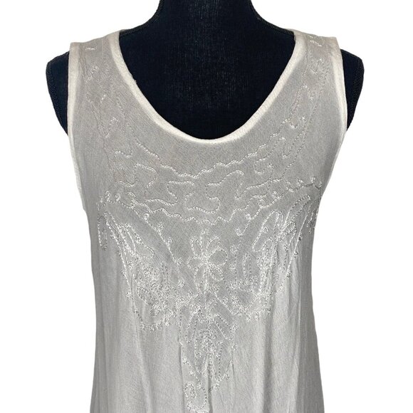 ANANDAS Women Sheer Dress One Size White Embroidered Sleeveless Casual 56-13 - Picture 5 of 7